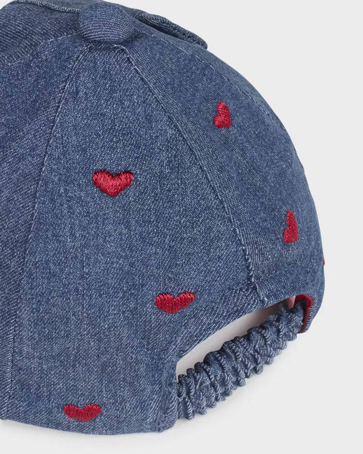 Cappello jeans con frontalino ricami cuori neonata Mayoral - ErreGiModaBimbo