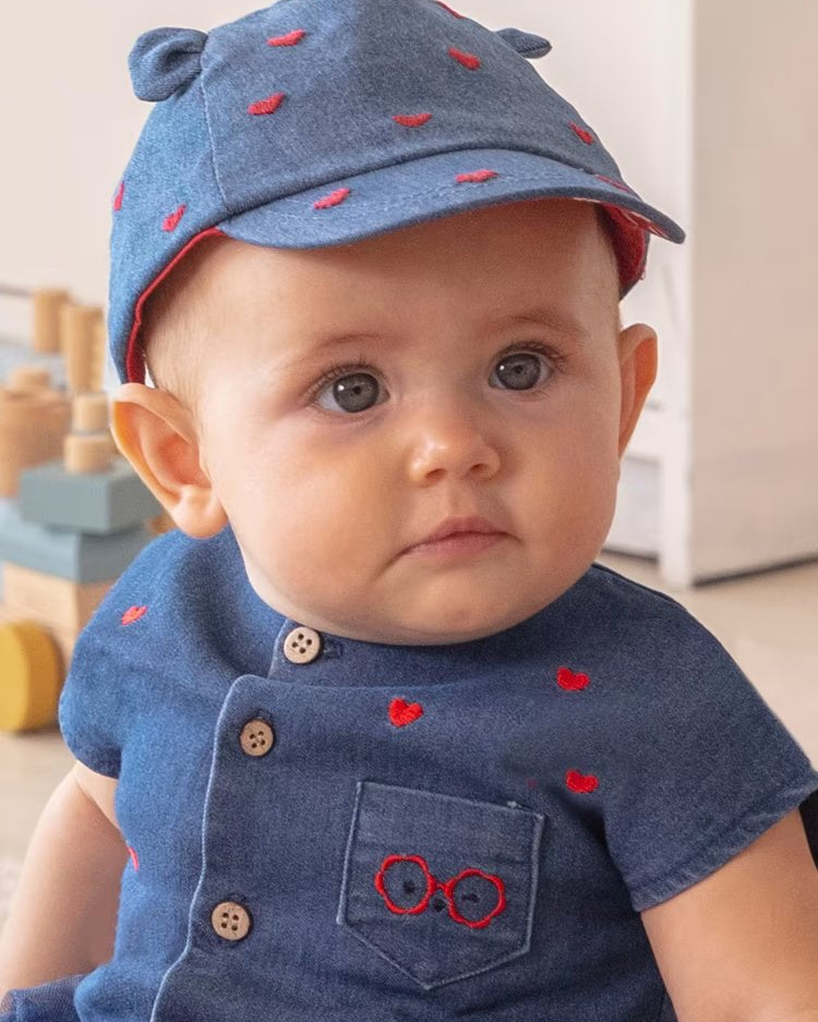 Cappello jeans con frontalino ricami cuori neonata Mayoral - ErreGiModaBimbo