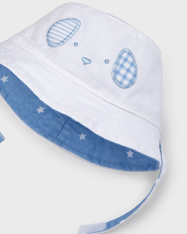 Cappello reversibile neonato Newborn bianco-blu stelle - ErreGiModaBimbo
