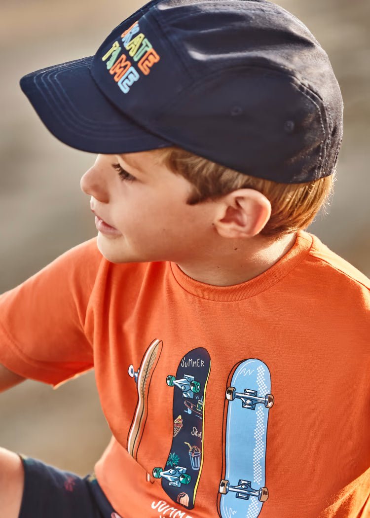 Cappello skater ricamato blu cotone bambino Mayoral - ErreGiModaBimbo