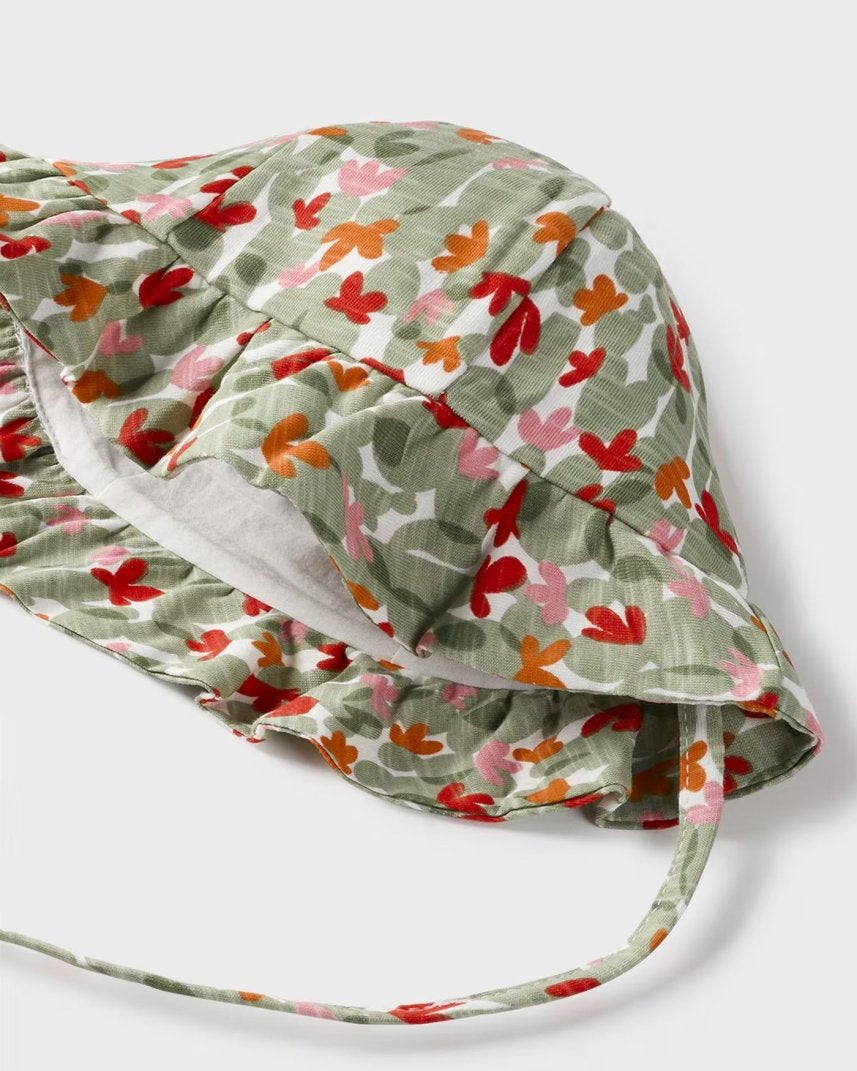 Cappello stampato cotone neonata Mayoral verde arancio floreale Mayoral Verde