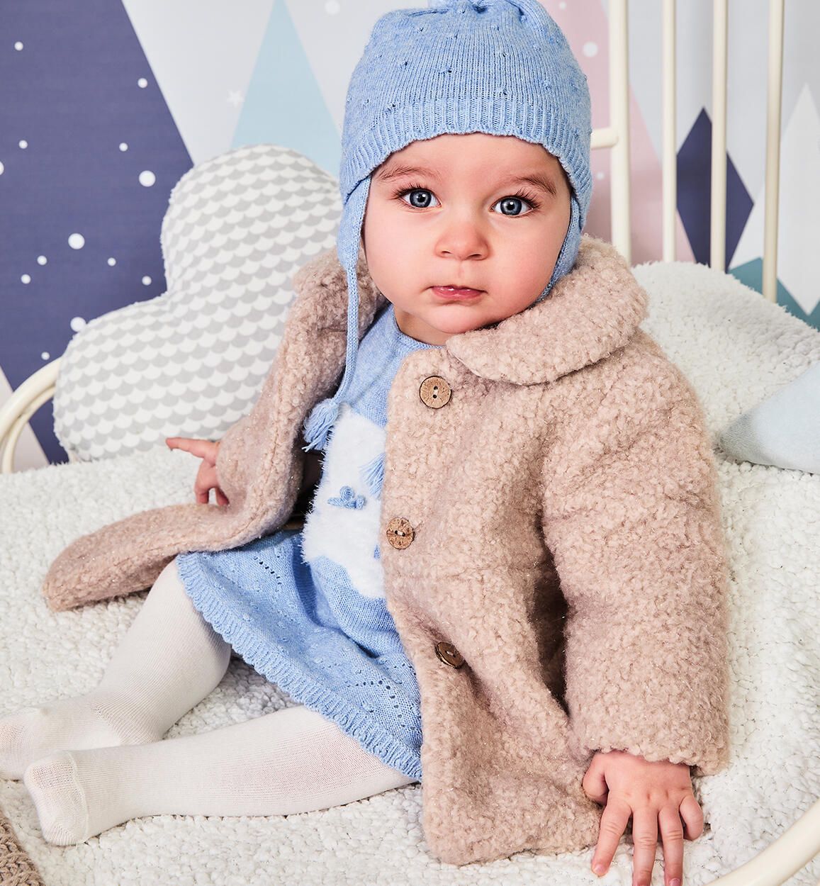 Cappotto elegante neonata iDO teddy beige iDO 1 Mesi 56cm