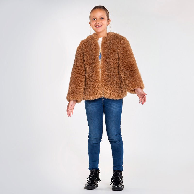 Cappotto pellicciotto ragazza Mayoral caramello - ErreGiModaBimbo