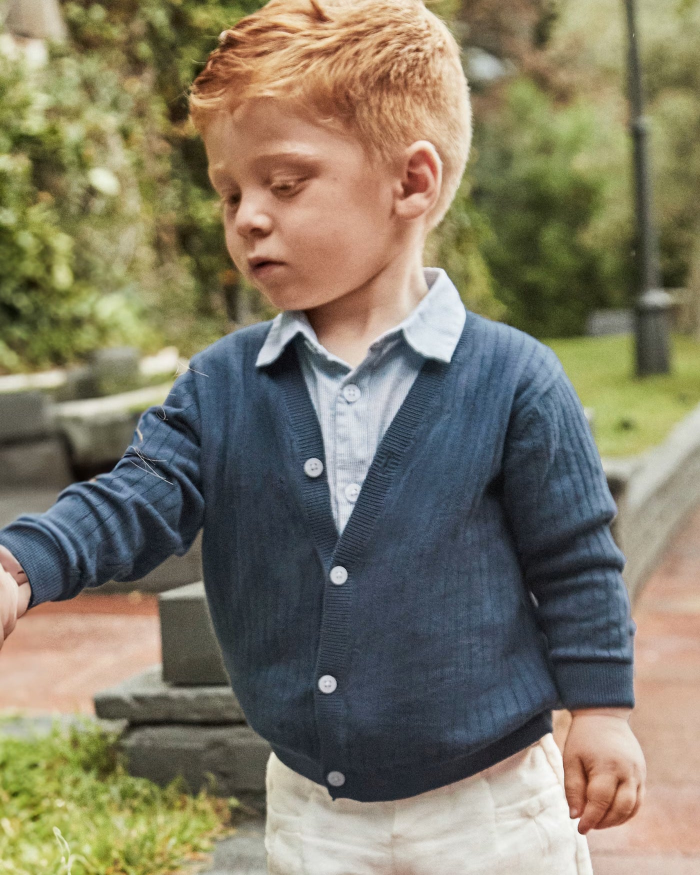 Cardigan a costine in maglia di cotone neonato Mayoral blu Mayoral Blu