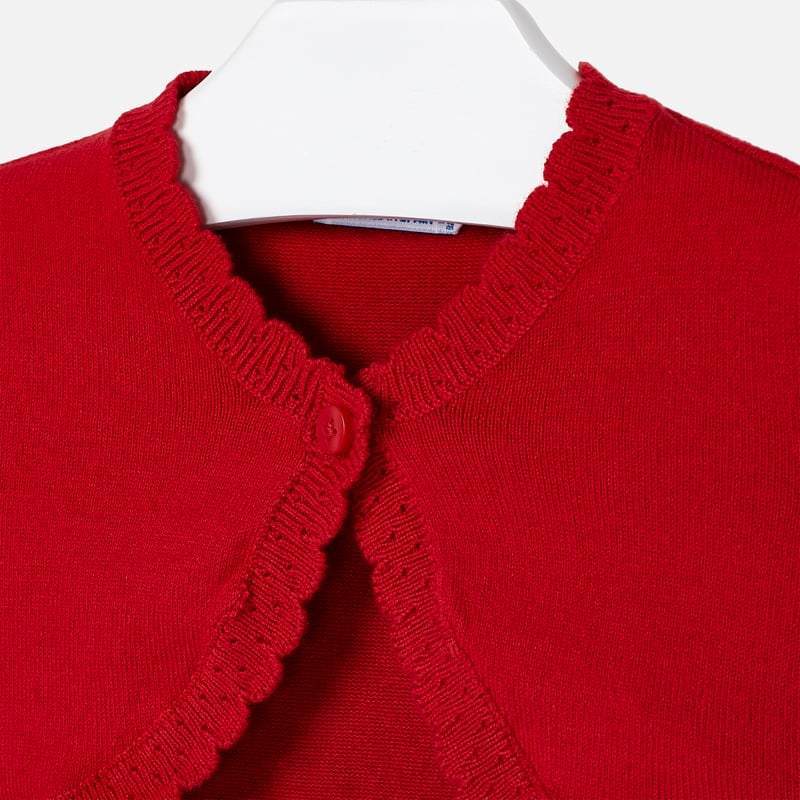 Cardigan bambina Mayoral basica Rosso con merletto - ErreGiModaBimbo