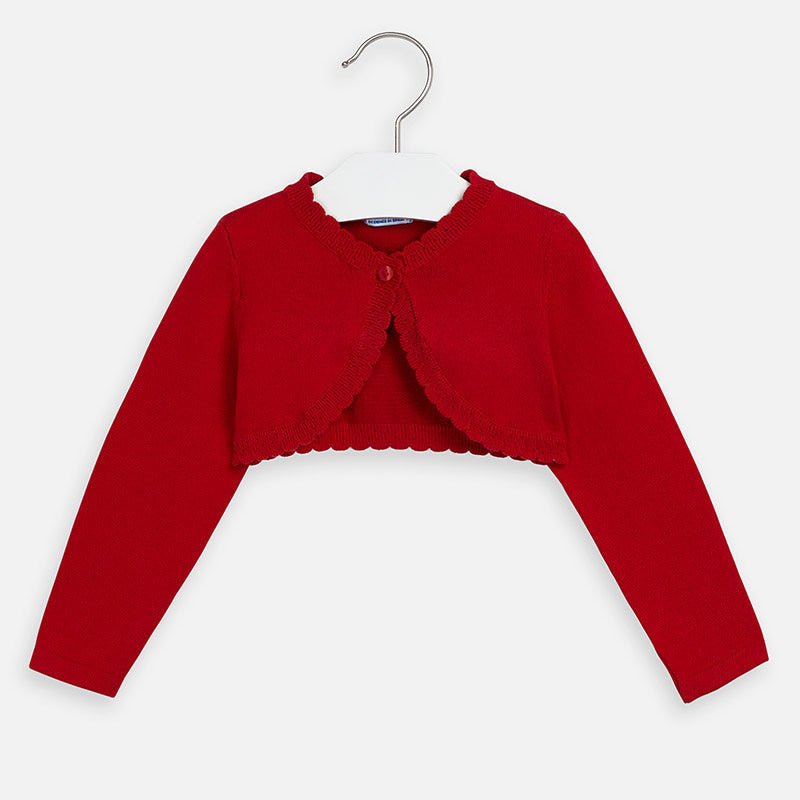 Cardigan bambina Mayoral basica Rosso con merletto - ErreGiModaBimbo