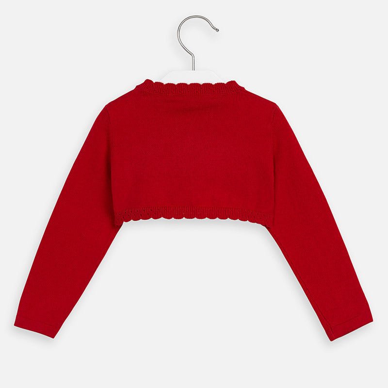 Cardigan bambina Mayoral basica Rosso con merletto - ErreGiModaBimbo