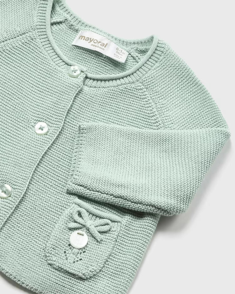 Cardigan con calzini Mayoral Newborn in filo di cotone verde - ErreGiModaBimbo