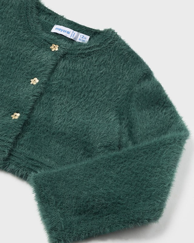 Cardigan in maglia effetto pellicciotto neonata Mayoral verde bottiglia Mayoral Verde