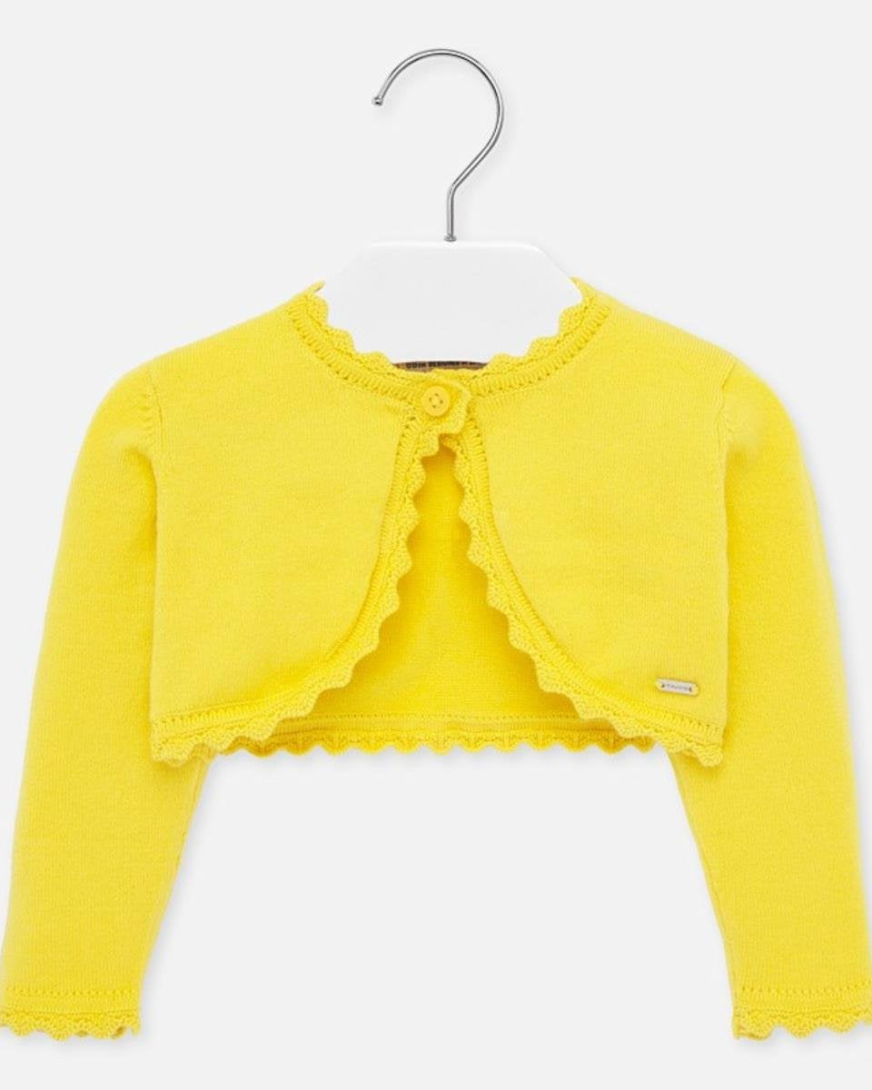 Cardigan neonata Mayoral Basic con merletto giallo - ErreGiModaBimbo