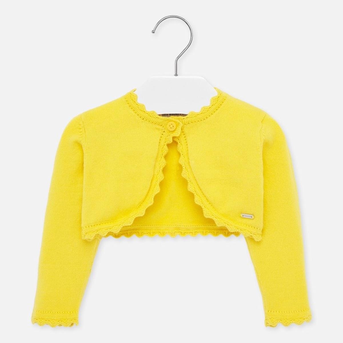 Cardigan neonata Mayoral Basic con merletto giallo - ErreGiModaBimbo