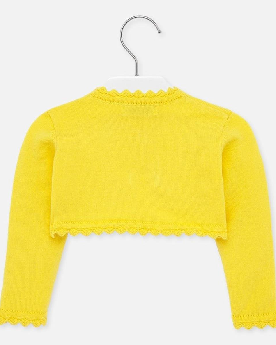 Cardigan neonata Mayoral Basic con merletto giallo - ErreGiModaBimbo
