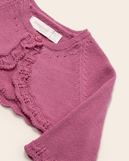 Cardigan neonata Mayoral bolerino tricot cotone rosa tulipano - ErreGiModaBimbo