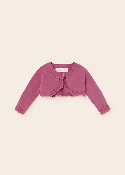 Cardigan neonata Mayoral bolerino tricot cotone rosa tulipano - ErreGiModaBimbo