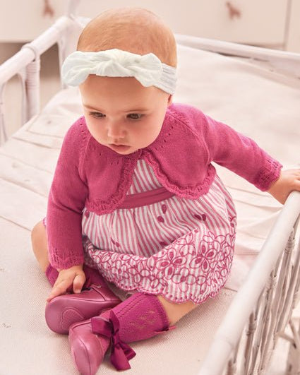 Cardigan neonata Mayoral bolerino tricot cotone rosa tulipano - ErreGiModaBimbo