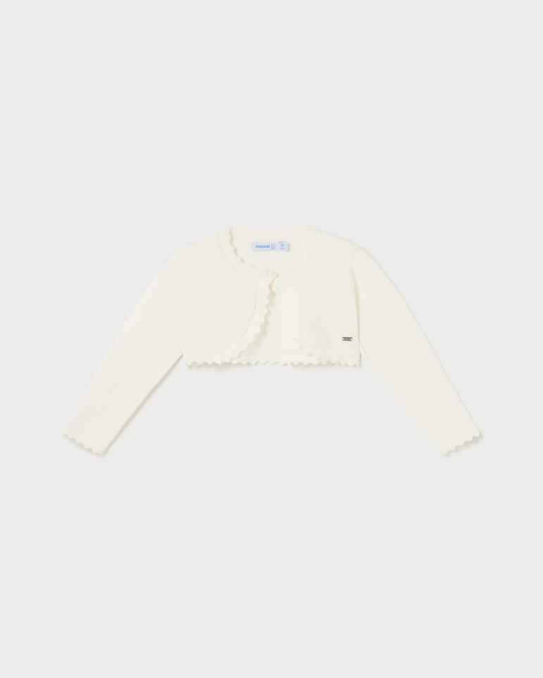 Cardigan neonata Mayoral bolerino tricot cotone sostenibile panna - ErreGiModaBimbo