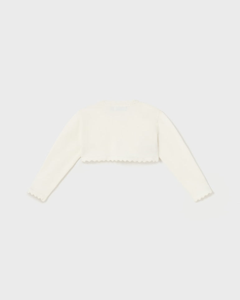 Cardigan neonata Mayoral bolerino tricot cotone sostenibile panna - ErreGiModaBimbo