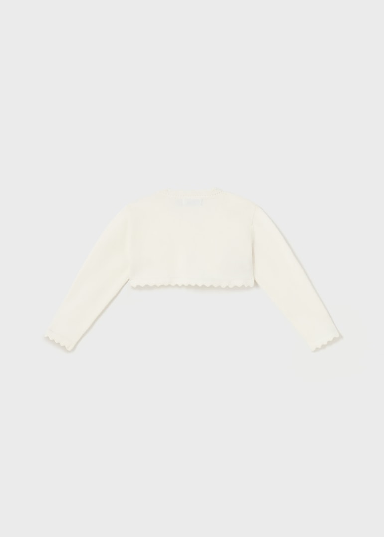 Cardigan neonata Mayoral bolerino tricot cotone sostenibile panna - ErreGiModaBimbo
