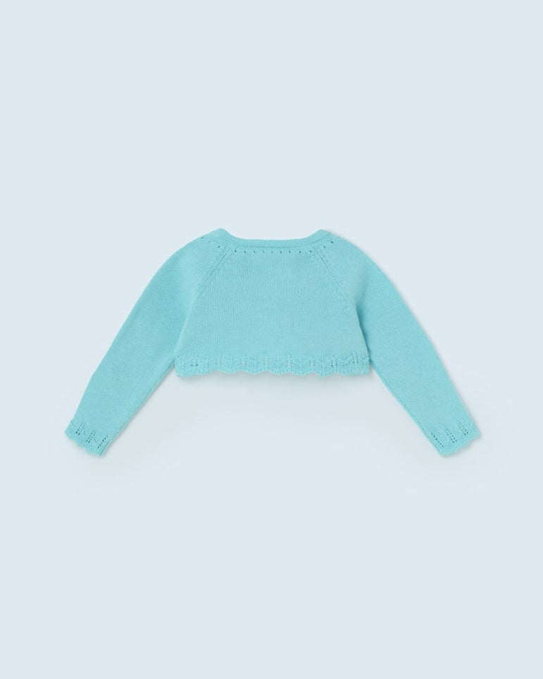 Cardigan neonata Mayoral bolerino tricot cotone sostenibile turchese - ErreGiModaBimbo
