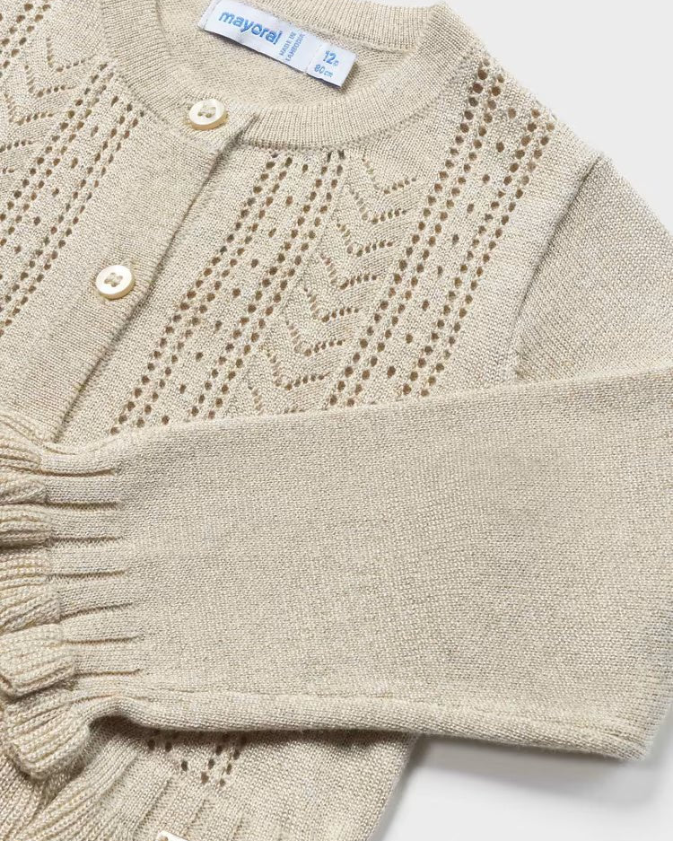 Cardigan tricot cotone neonata Mayoral beige - ErreGiModaBimbo