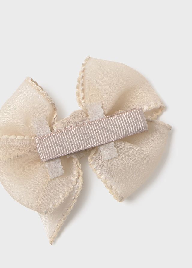 Cerchietto fascetta elasticizzata con fermaglio fiocco neonata Mayoral Newborn beige Mayoral