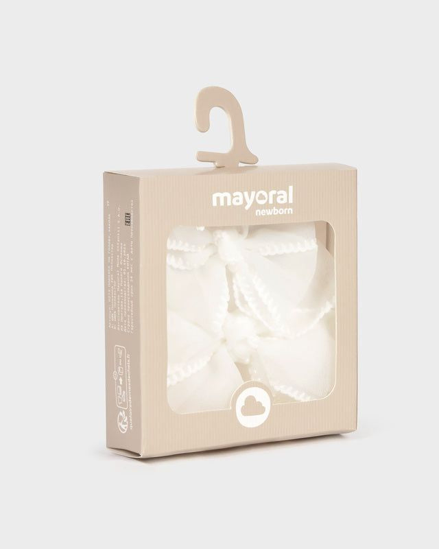 Cerchietto fascetta elasticizzata con fermaglio fiocco neonata Mayoral Newborn panna Mayoral