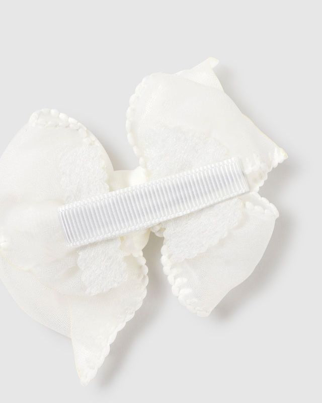 Cerchietto fascetta elasticizzata con fermaglio fiocco neonata Mayoral Newborn panna Mayoral