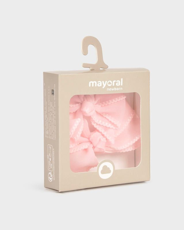 Cerchietto fascetta elasticizzata con fermaglio fiocco neonata Mayoral Newborn rosa Mayoral
