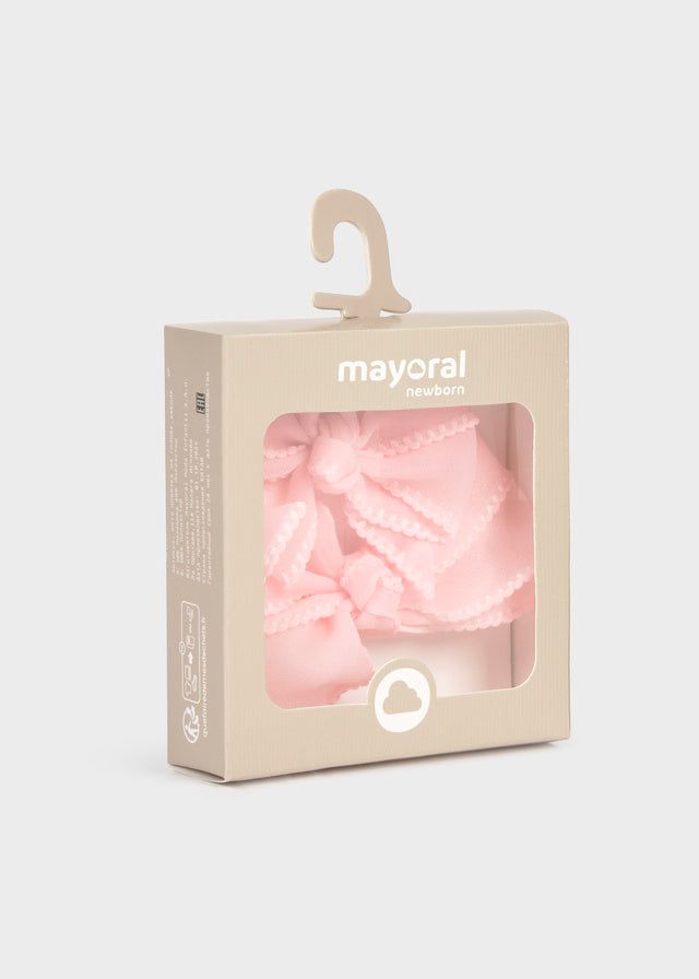 Cerchietto fascetta elasticizzata con fermaglio fiocco neonata Mayoral Newborn rosa Mayoral