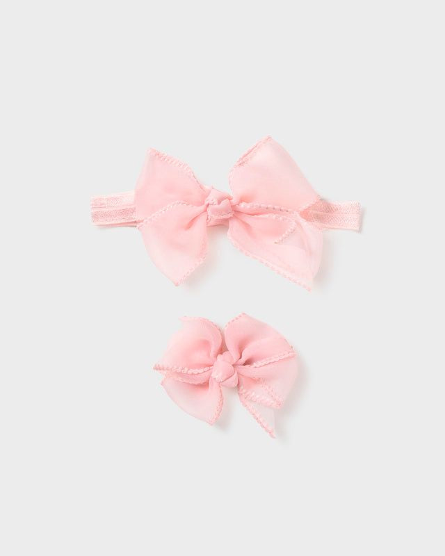 Cerchietto fascetta elasticizzata con fermaglio fiocco neonata Mayoral Newborn rosa Mayoral