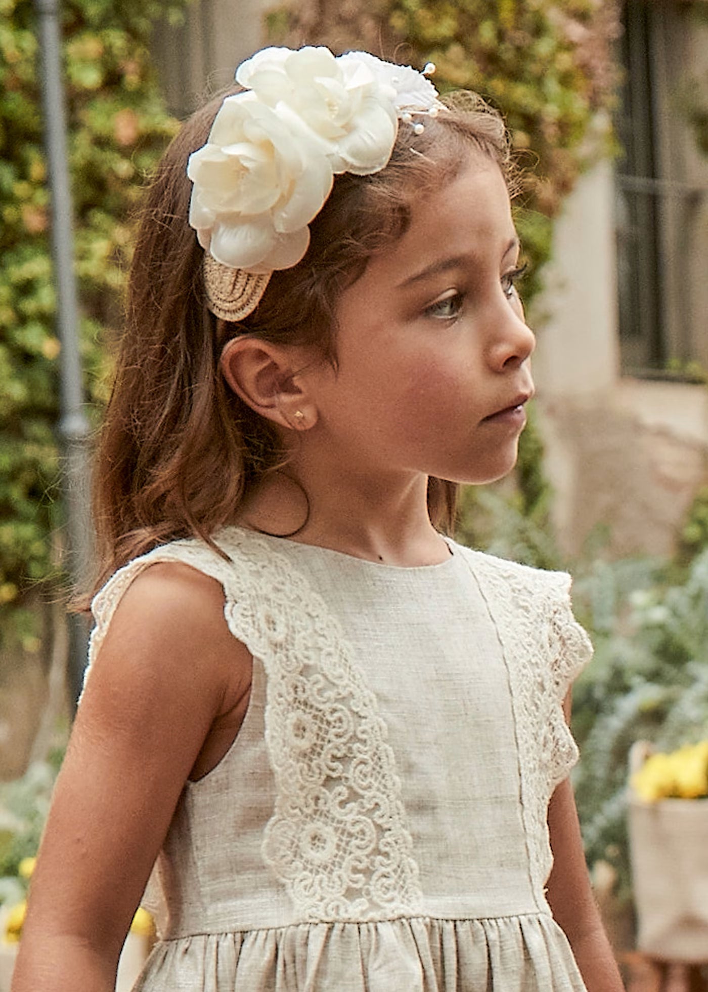 Cerchietto fiori bambina Mayoral rafia panna Mayoral Default Title