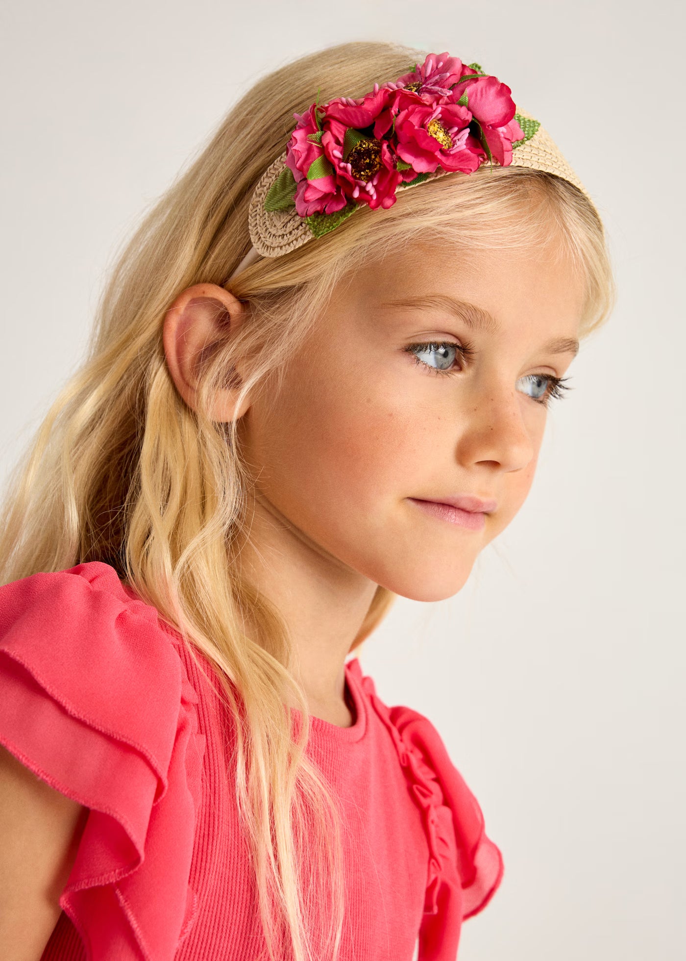 Cerchietto fiori bambina Mayoral rafia magenta Mayoral Default Title