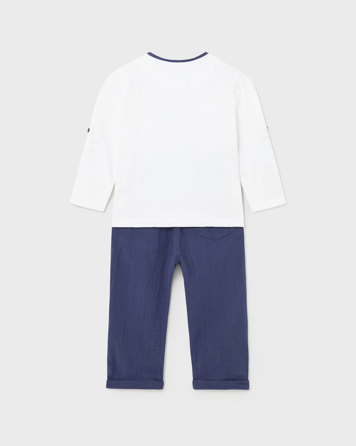 Completo 2 pezzi fresco cotone neonato Mayoral bianco e blu Mayoral Blu