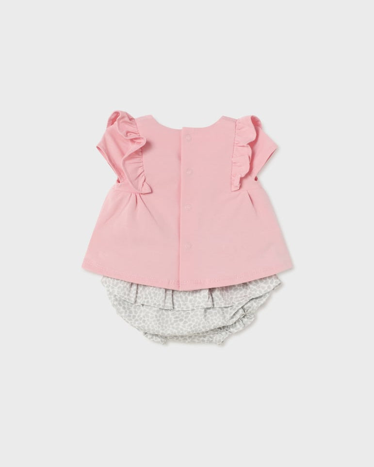 Completo 2 pezzi corto neonata Mayoral Newborn rosa giraffa - ErreGiModaBimbo