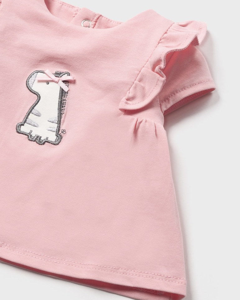 Completo 2 pezzi corto neonata Mayoral Newborn rosa giraffa - ErreGiModaBimbo