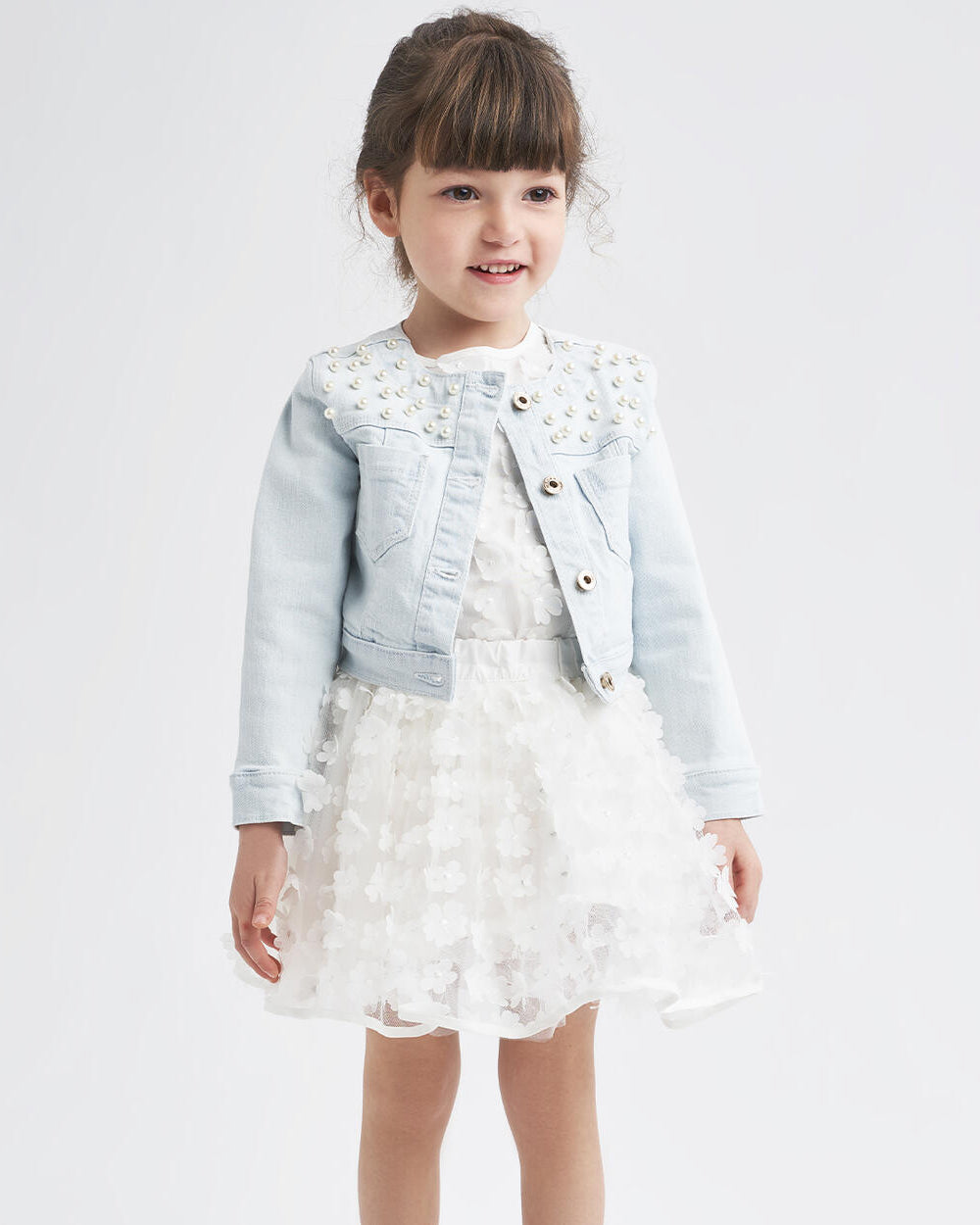 Completo 2 pezzi elegante bambina iDO in tulle panna iDO Panna