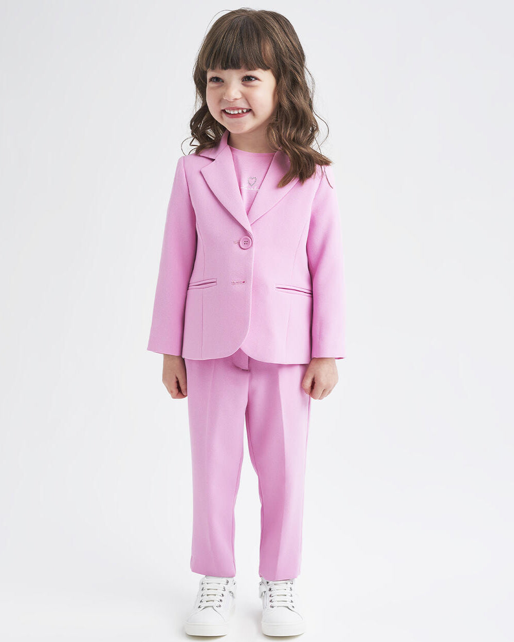 Completo 2 pezzi elegante bambina iDO tessuto crepes rosa iDO Rosa