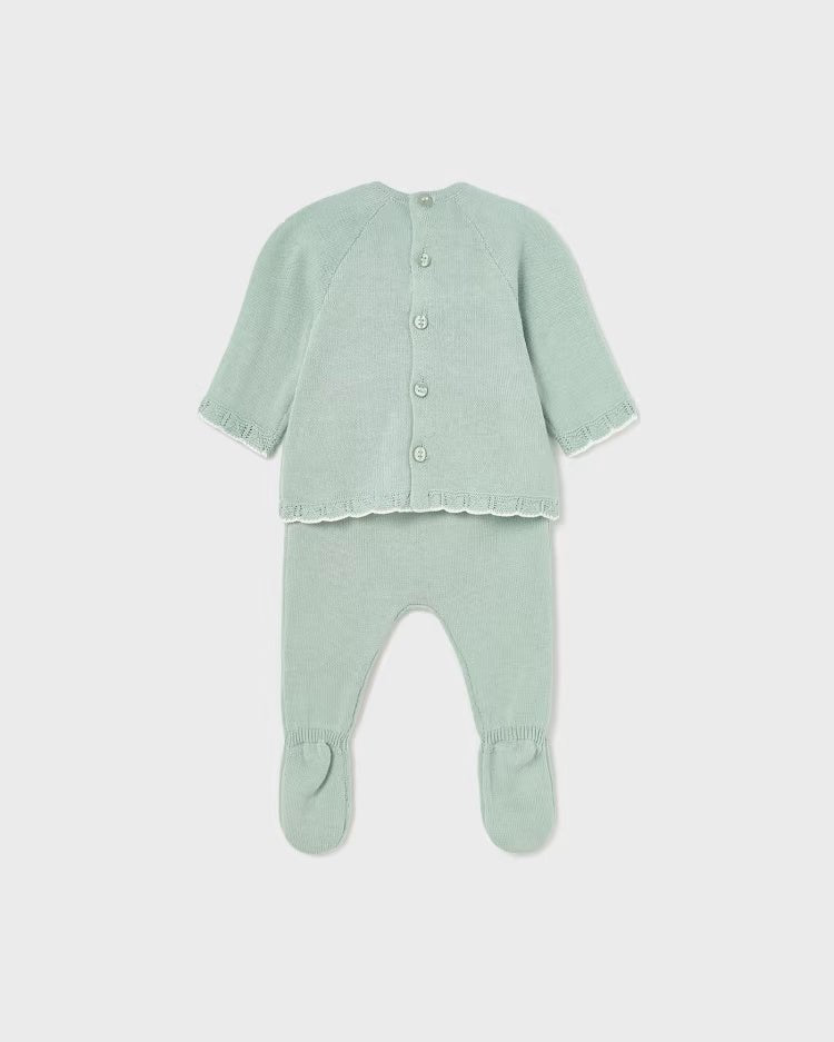 Completo 2 pezzi filo cotone neonata Mayoral Newborn verde - ErreGiModaBimbo