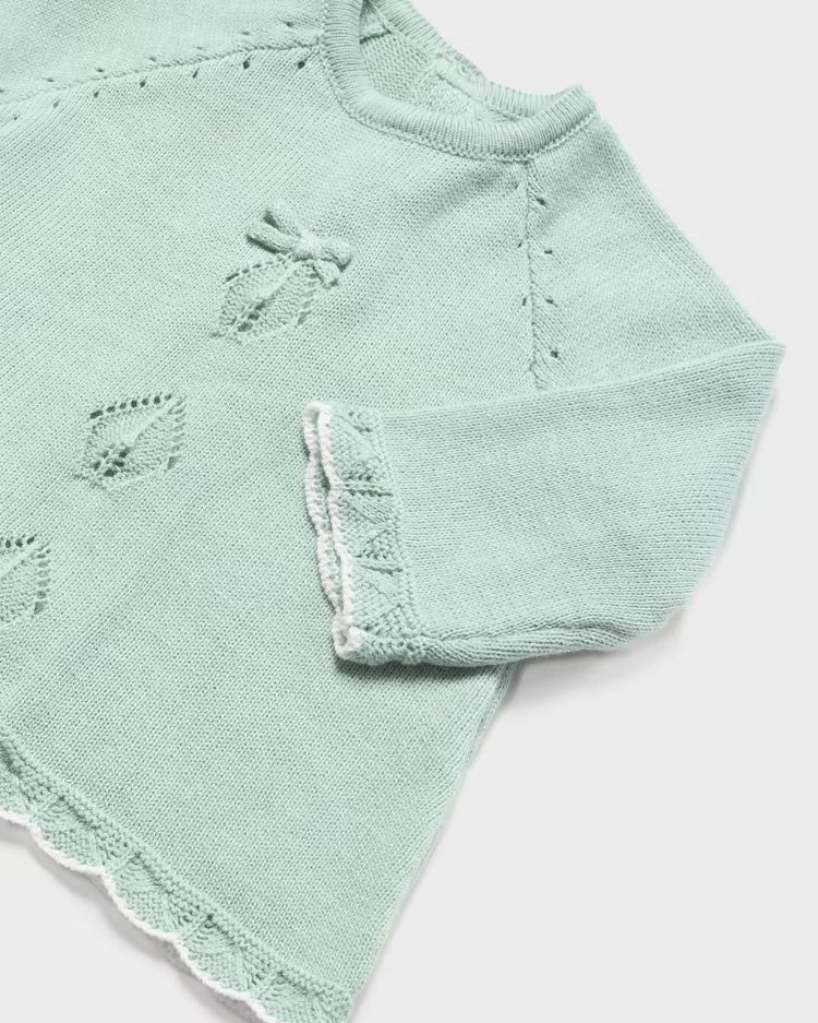 Completo 2 pezzi filo cotone neonata Mayoral Newborn verde - ErreGiModaBimbo