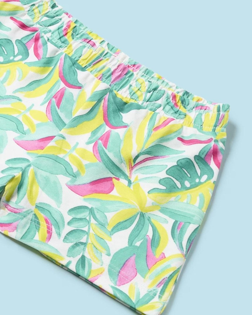 Completo 2 pezzi fresco cotone neonata Mayoral short acqua floreale Mayoral Acqua