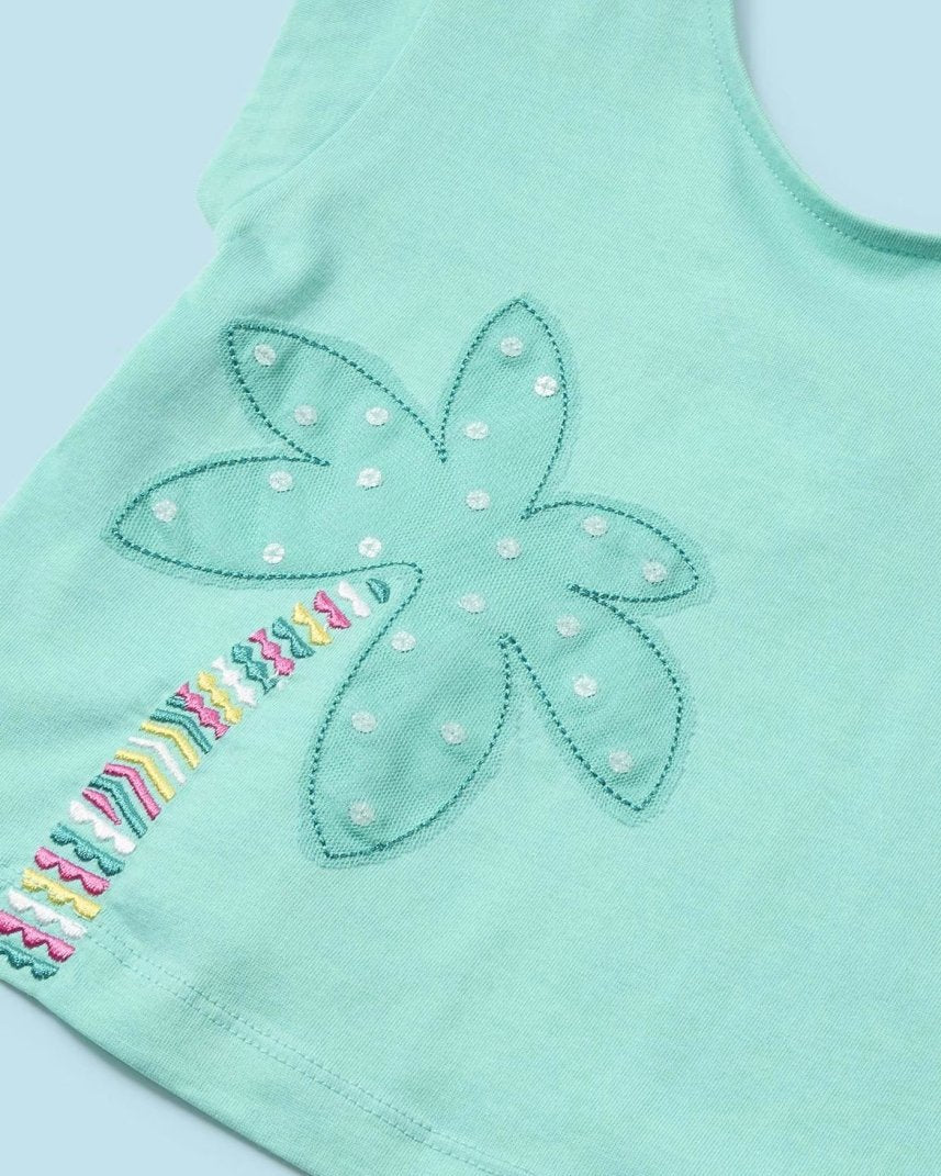 Completo 2 pezzi fresco cotone neonata Mayoral short acqua floreale Mayoral Acqua