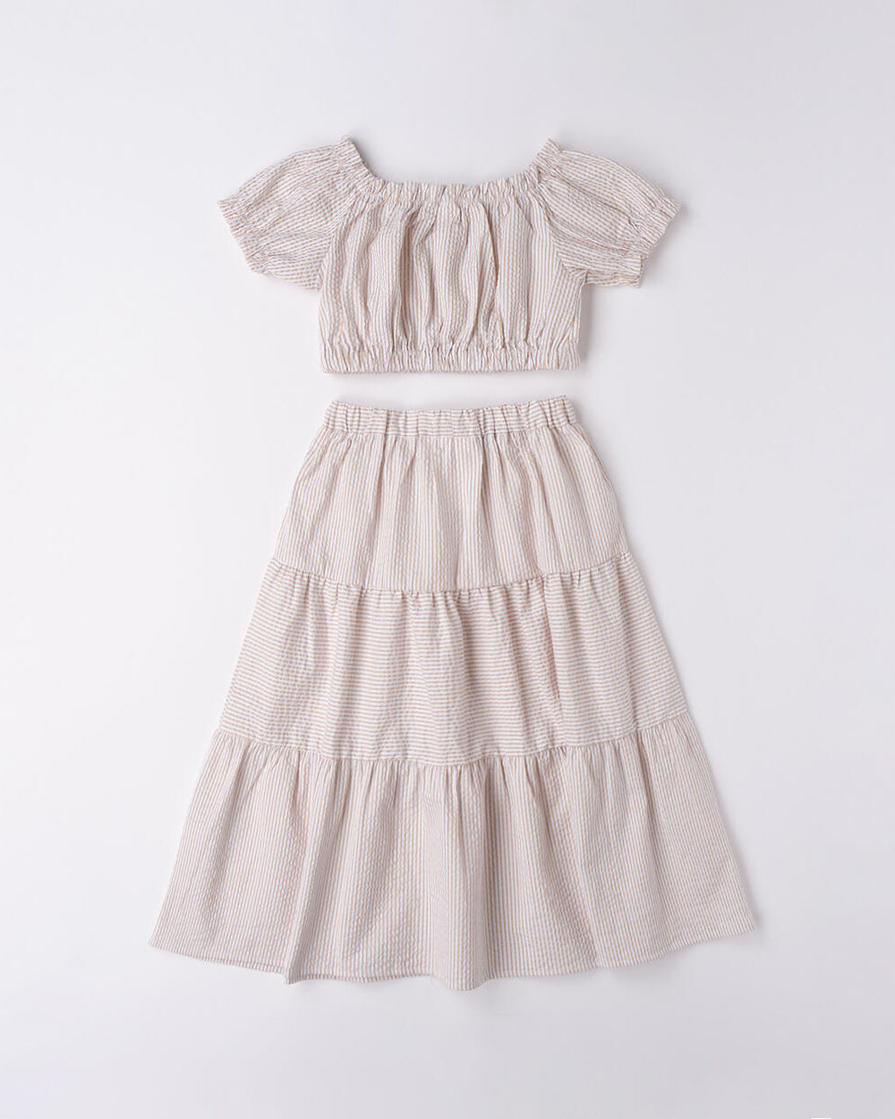 Completo 2 pezzi fresco ragazza iDO beige rigato iDO Beige