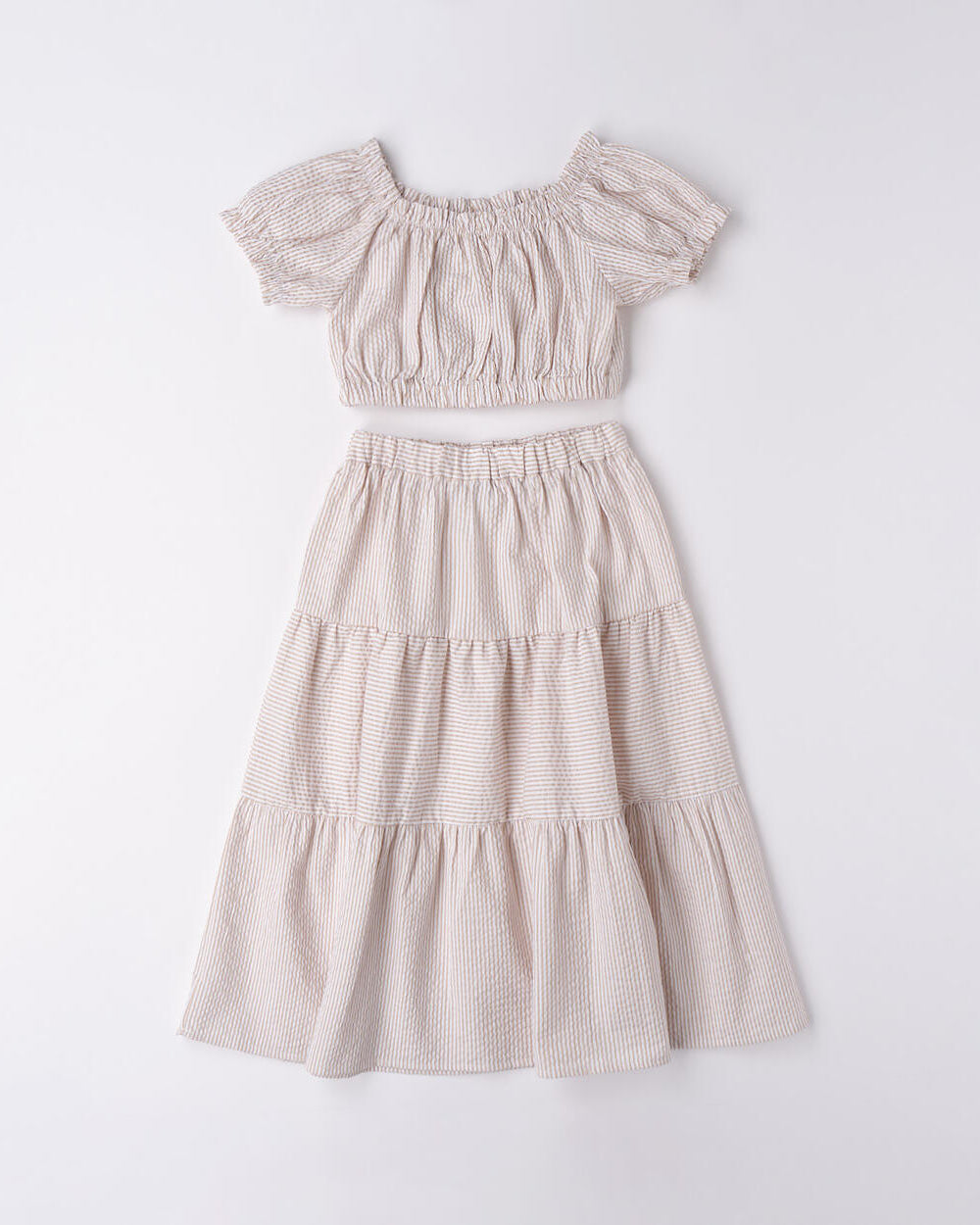 Completo 2 pezzi fresco ragazza iDO beige rigato iDO Beige