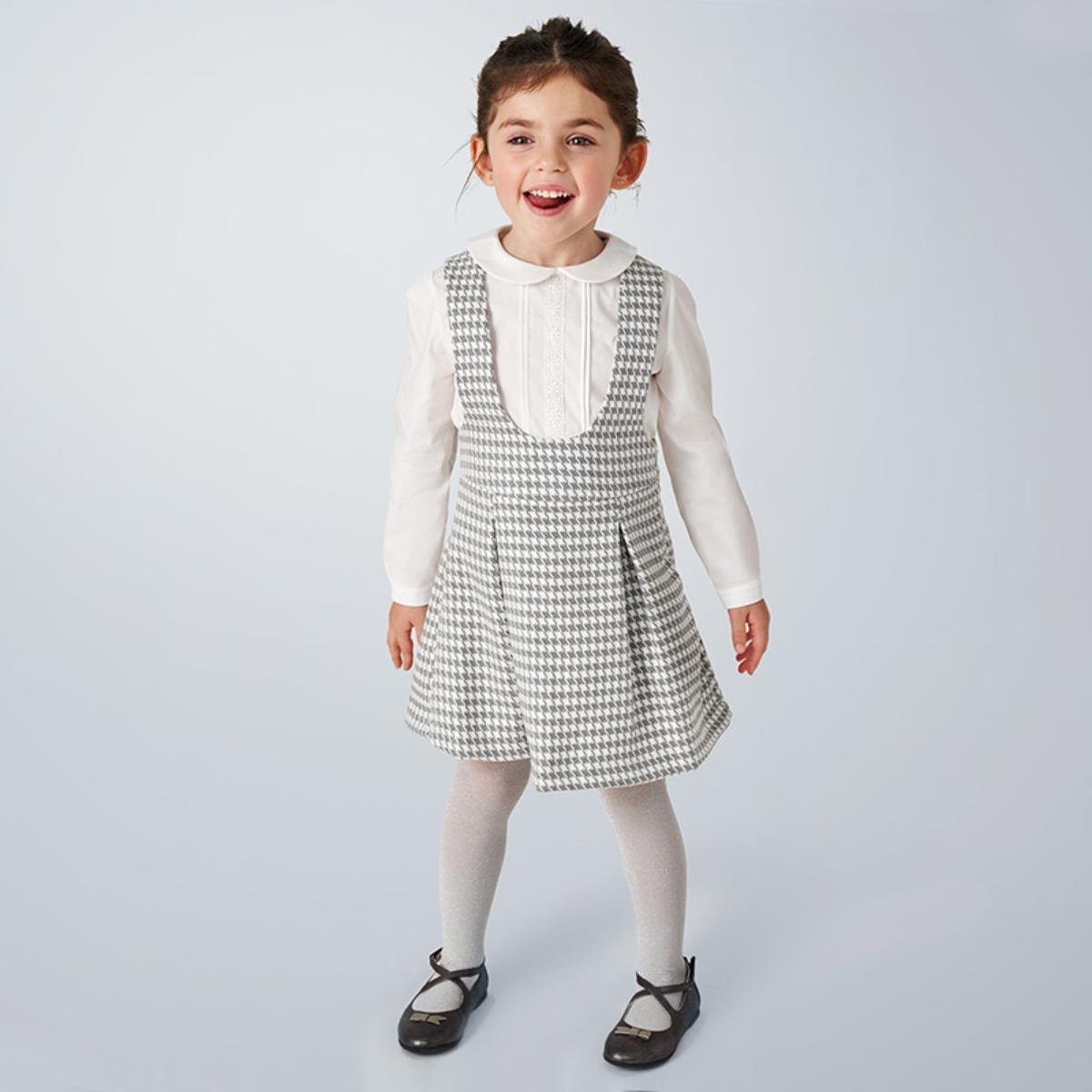 Completo 2 pezzi gonna bambina Mayoral microfantasia grigia - ErreGiModaBimbo