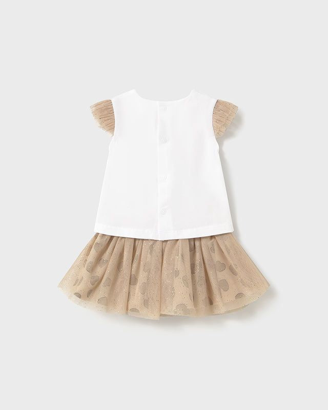 Completo 2 pezzi neonata Mayoral gonna tulle orsetto beige Mayoral Beige