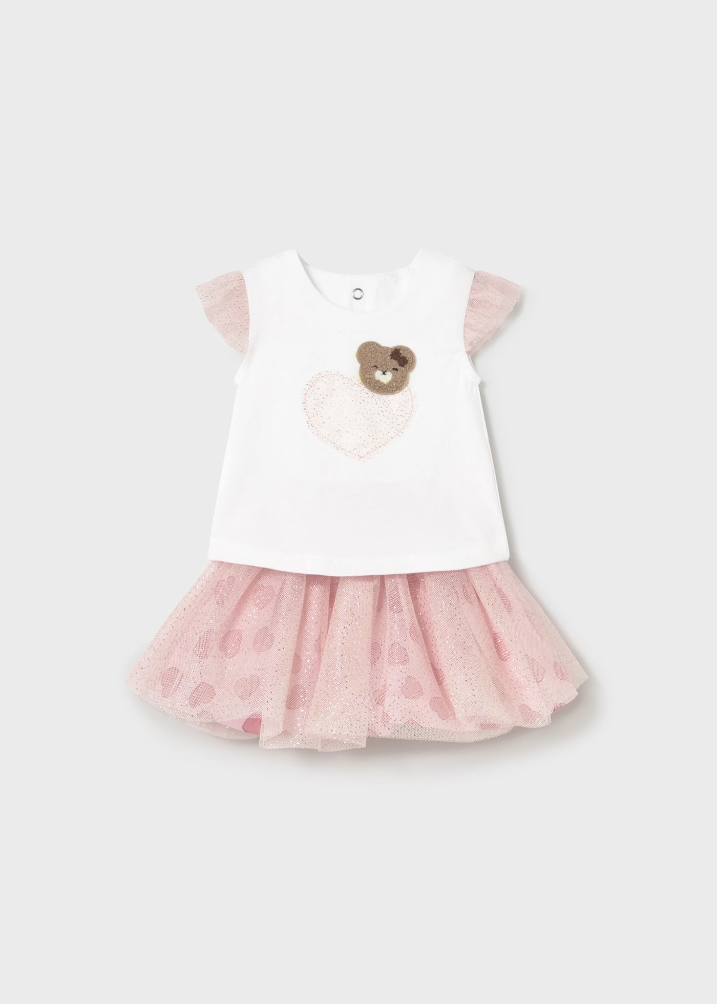Completo 2 pezzi neonata Mayoral gonna tulle orsetto rosa Mayoral Rosa