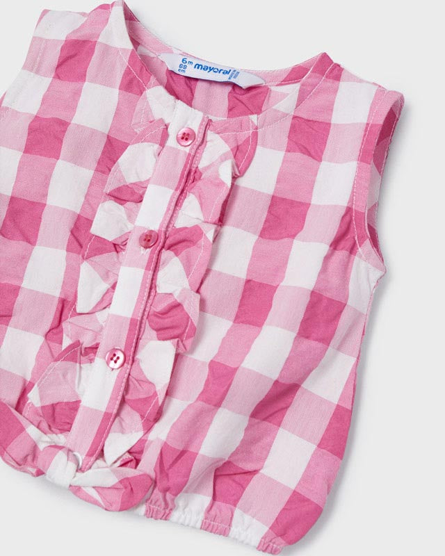 Completo 2 pezzi neonata Mayoral qudri magenta - ErreGiModaBimbo