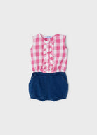 Completo 2 pezzi neonata Mayoral qudri magenta - ErreGiModaBimbo