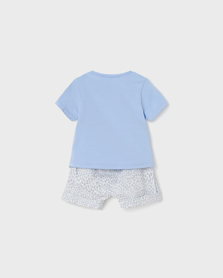 Completo 2 pezzi neonato Mayoral Newborn azzurro "Giraffa" - ErreGiModaBimbo