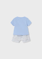 Completo 2 pezzi neonato Mayoral Newborn azzurro "Giraffa" - ErreGiModaBimbo